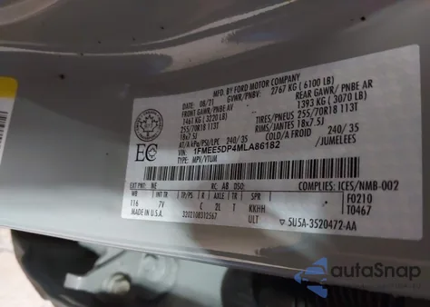 2021 Ford Bronco Outer Banks from USA, damaged, VIN 1FMEE5DP4MLA86182